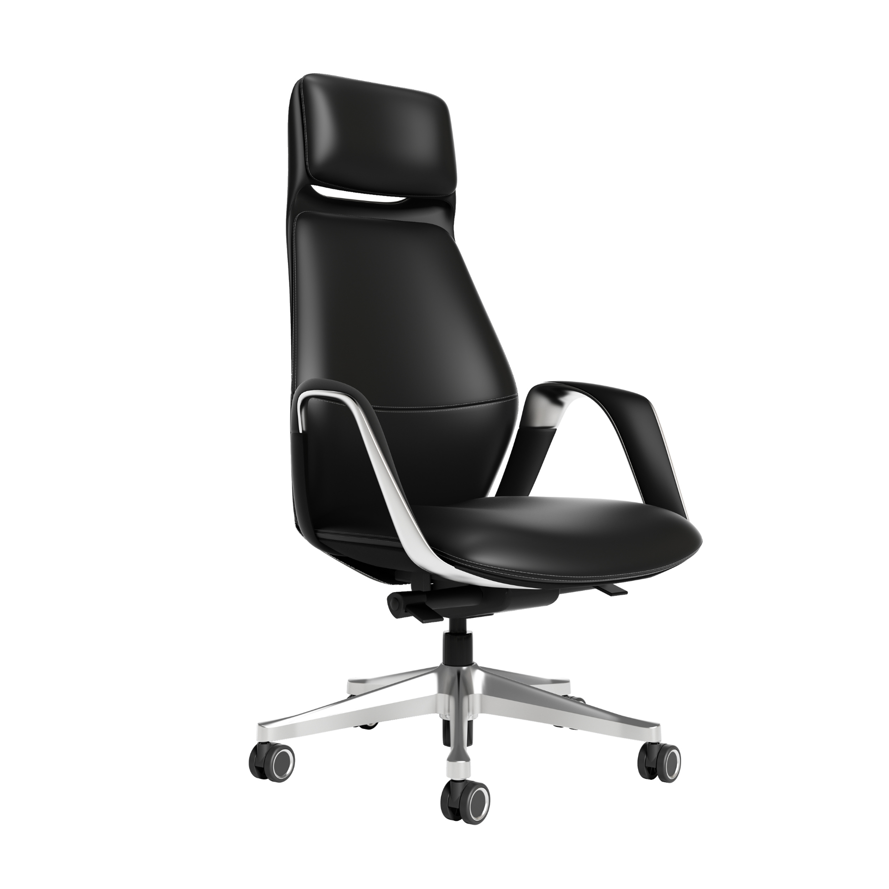 Silla Ejecutiva TH03 Vinipiel Negro y Base Cromada