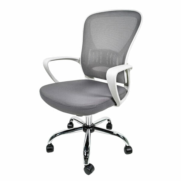Silla Operativa E105 Mesh y Tela Color Gris Base Cromada 922