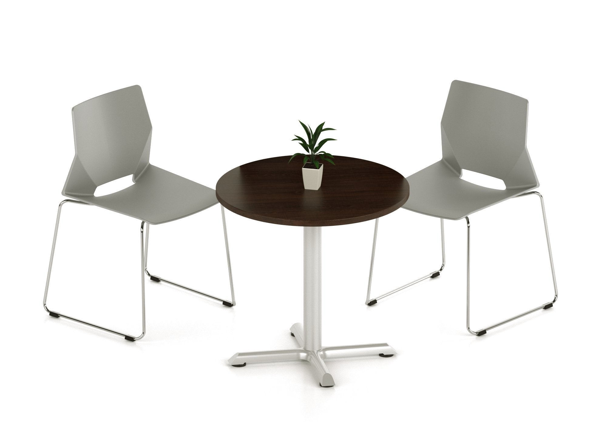 Mesa circular con base metálica