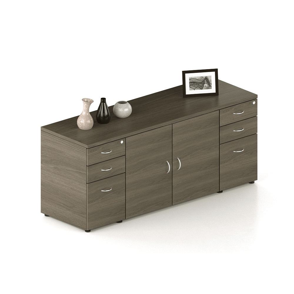 Credenza con Pedestales y Puertas Abatibles Techno