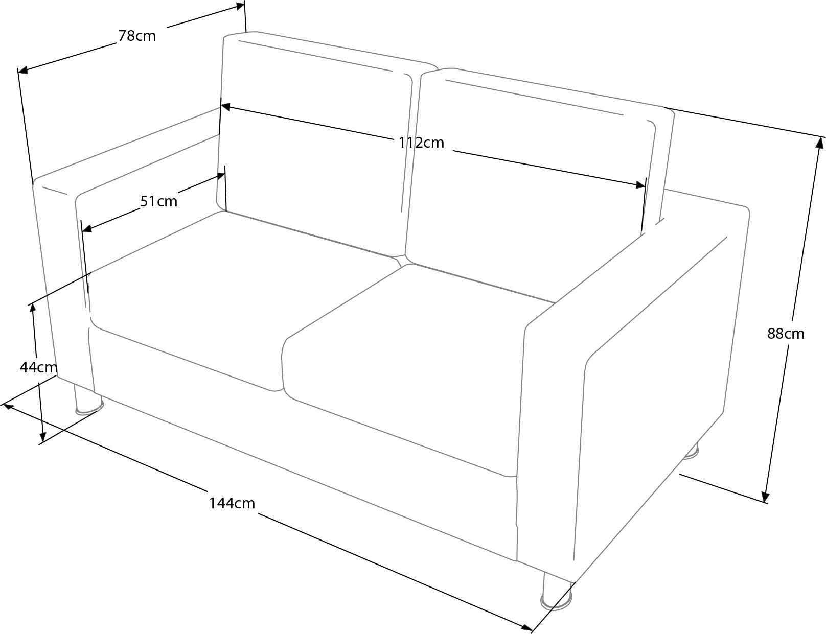 Sofá Rubi de 2 Plazas Techno