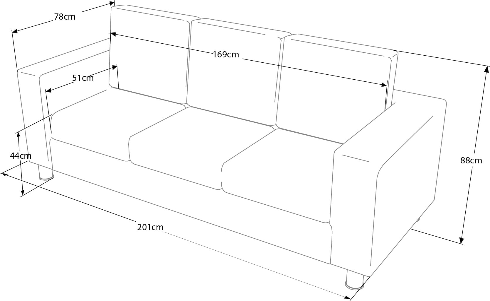 Sofá Rubi de 3 Plazas Techno