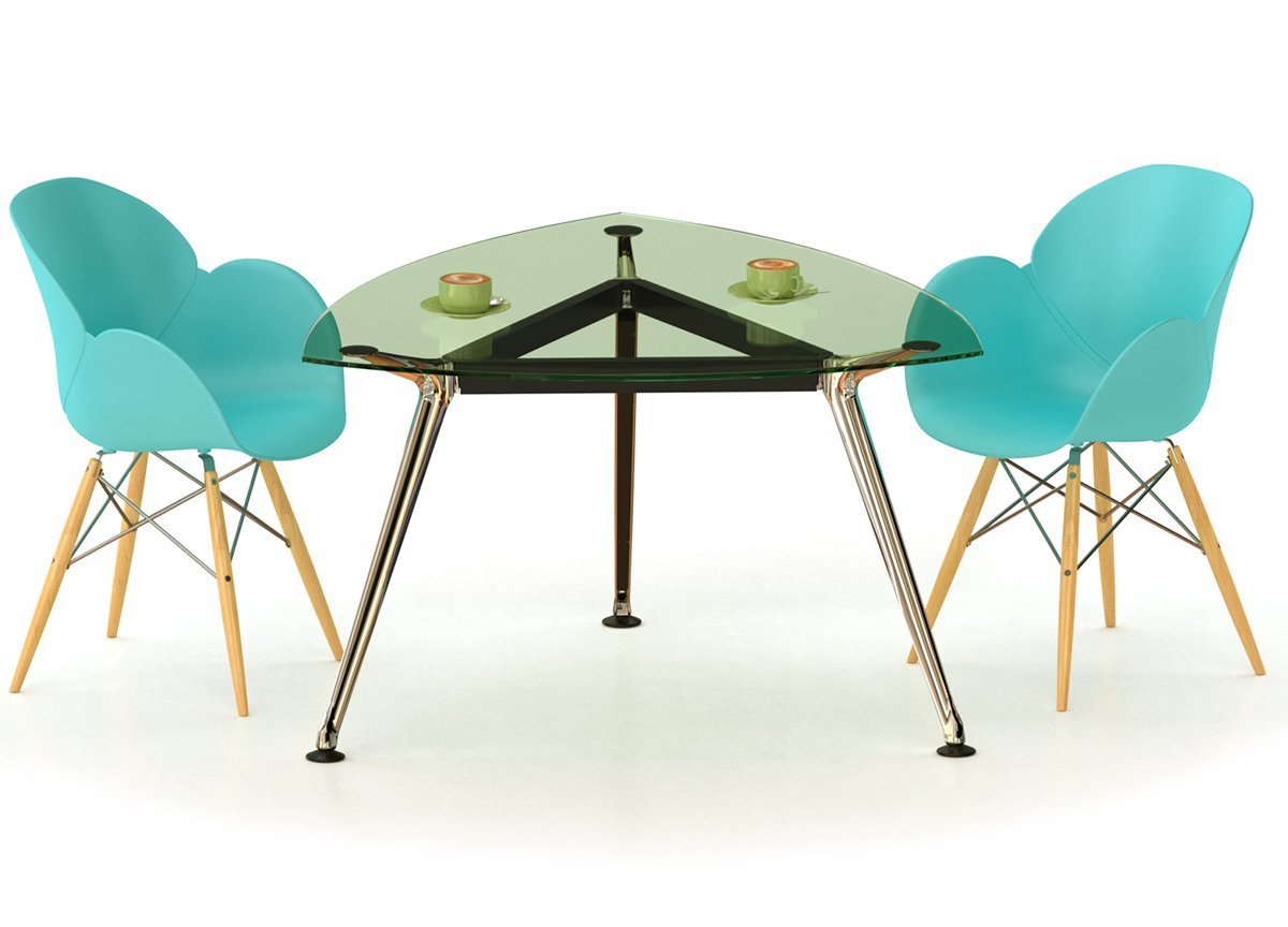 Mesa Triangular con Cubierta de Vidrio Tech Z/Chrome Techno