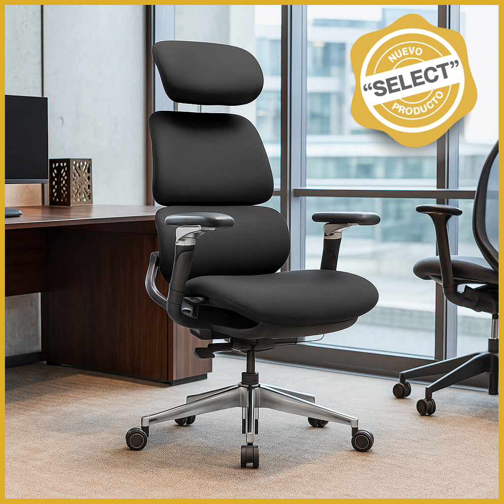 Silla Ejecutiva TH16 Vinipiel Negro y Base Cromada