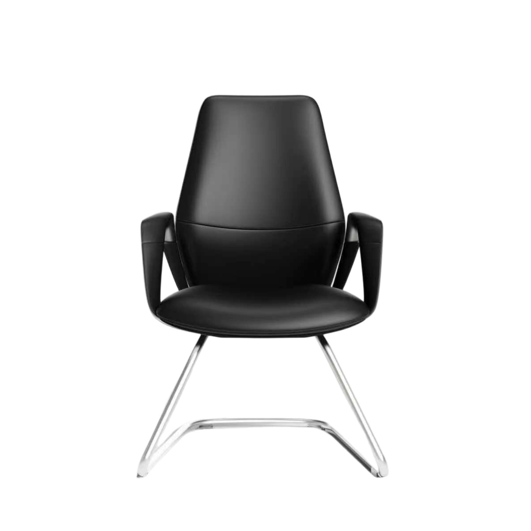 Silla de Visita TH03V Vinipiel Negro y Base de Trineo Cromada