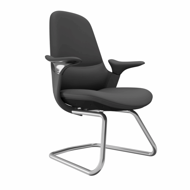 Silla Ejecutiva TH09 Vinipiel Negro y Base de Trineo Cromada Ofik 1291