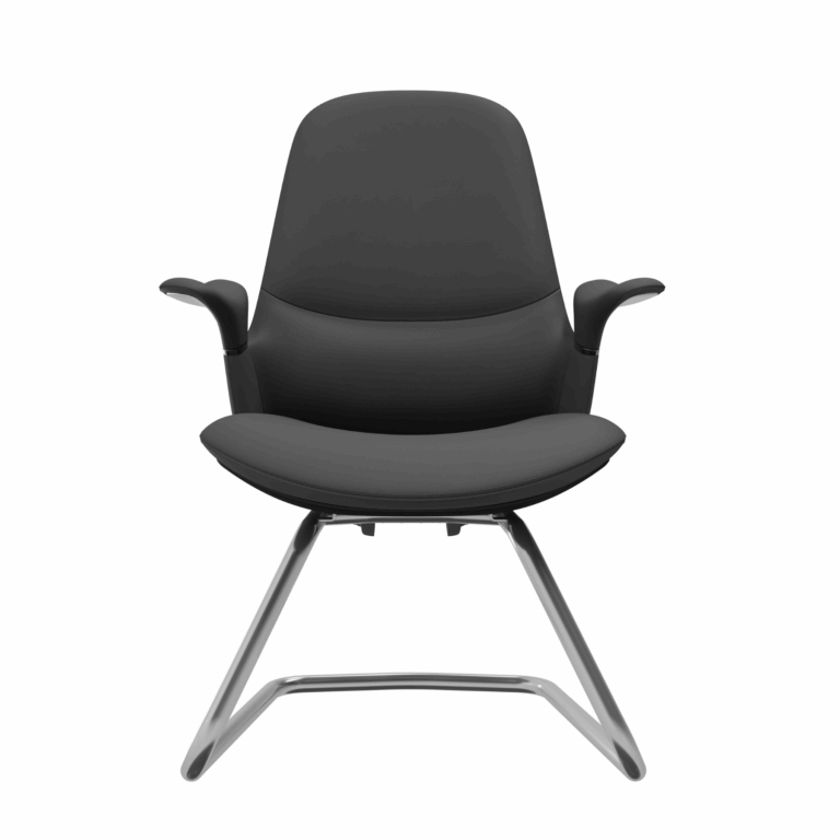 Silla Ejecutiva TH09 Vinipiel Negro y Base de Trineo Cromada Ofik 1291