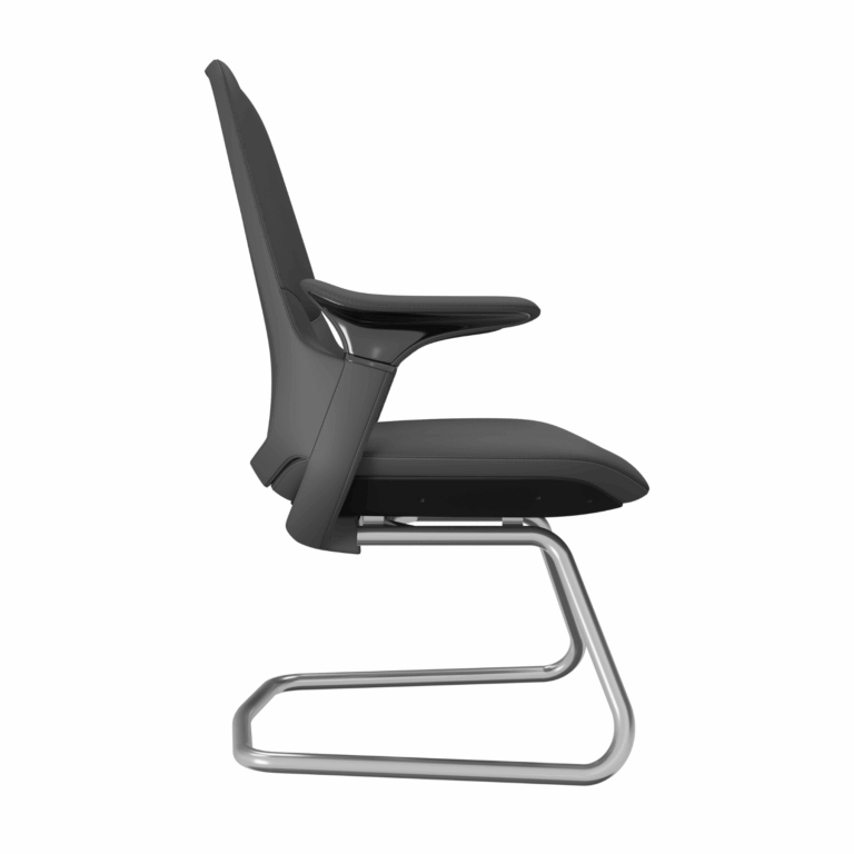 Silla Ejecutiva TH09 Vinipiel Negro y Base de Trineo Cromada Ofik 1291