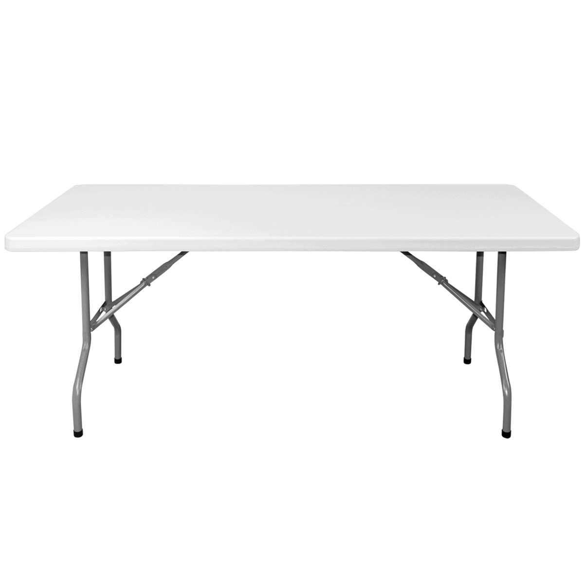 Mesa plegable rectangular 2 secciones 2.44x76 plastico blanco
