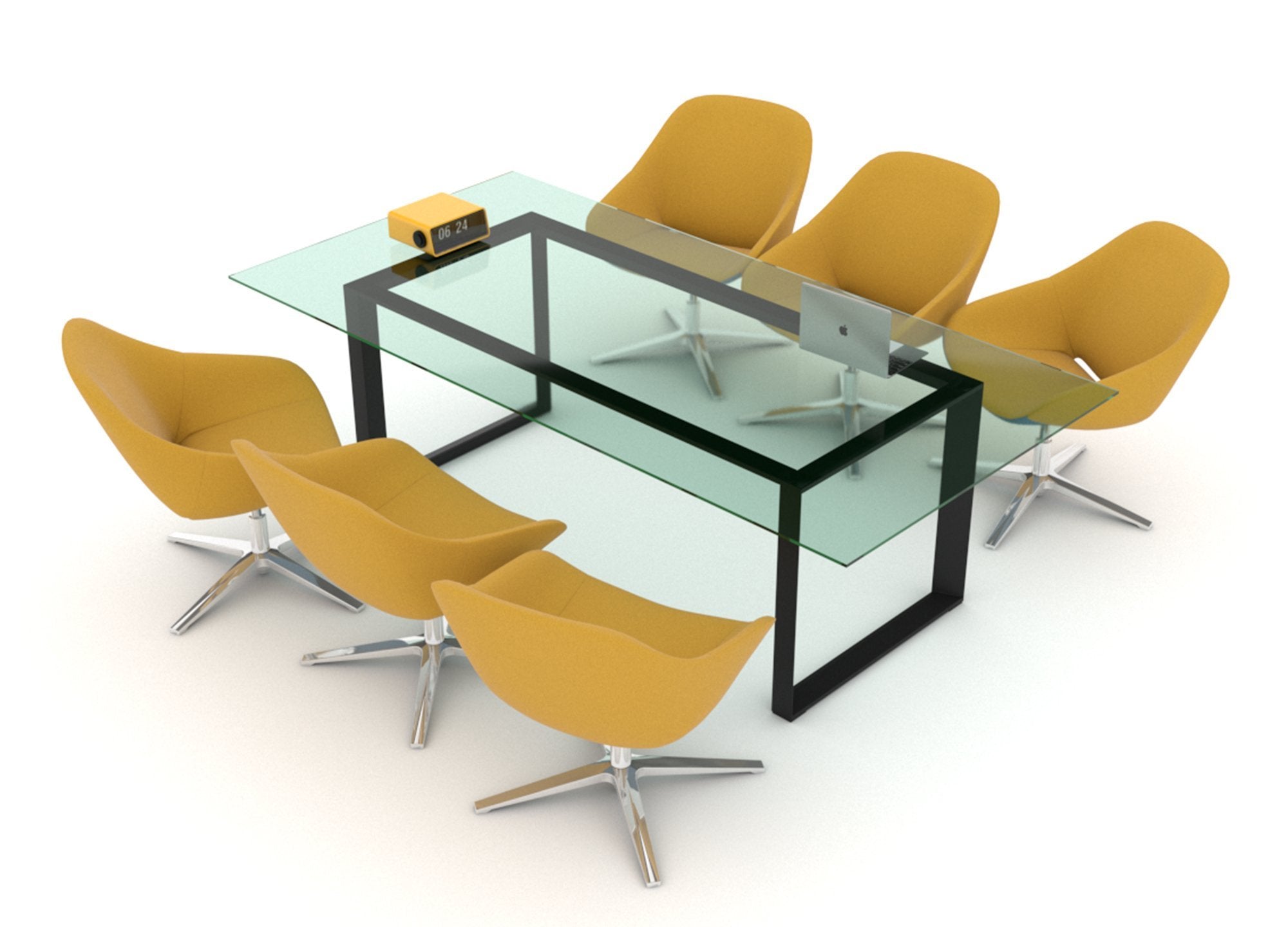 Mesa de juntas con cubierta de vidrio 